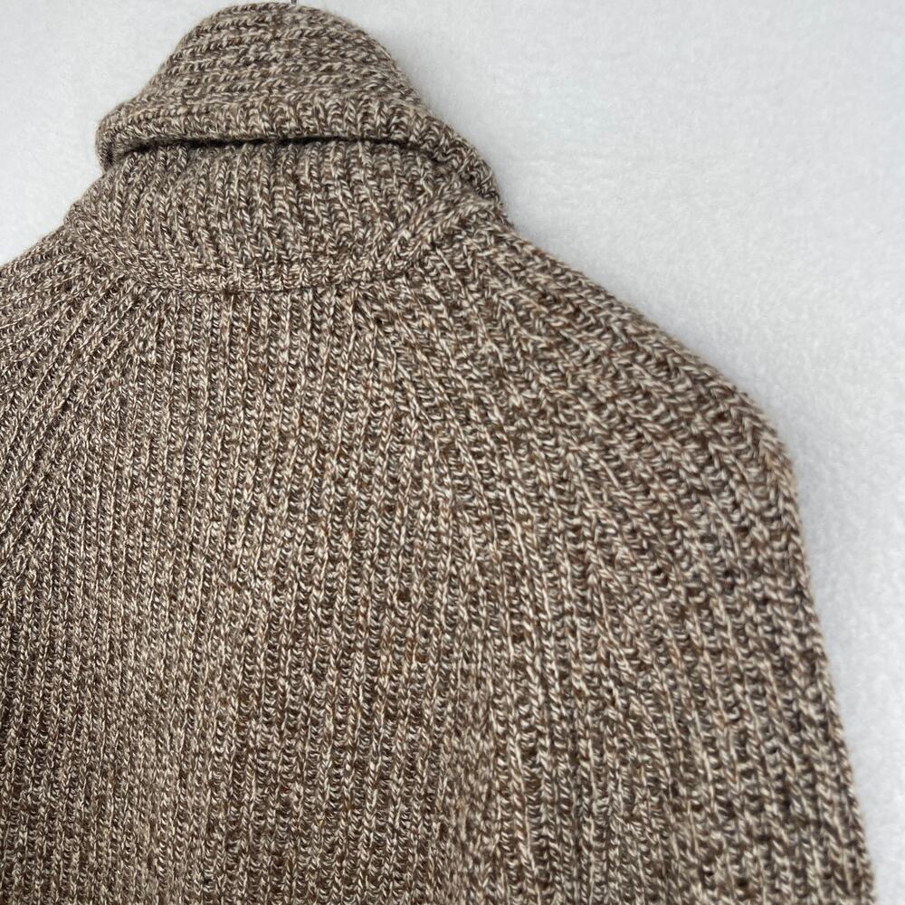 J.CREW Sweater Men S Rugged Merino Wool Blend Cardigan Ribbed Shawl Marled Brown - Picture 8 of 15